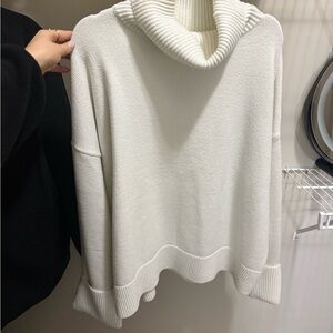 Women's Oversized White Turtleneck Sweater